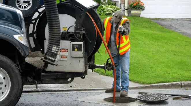 Technician using specialized drainage equipment for sewer line cleaning and foundation protection in Atlanta, GA